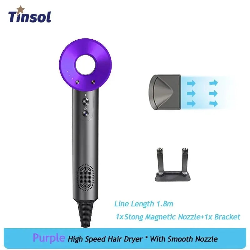 Professional Leafless Hair Dryer – Powerful Negative Ion Quick-Dry with 5 Attachments & Constant Anion Technology