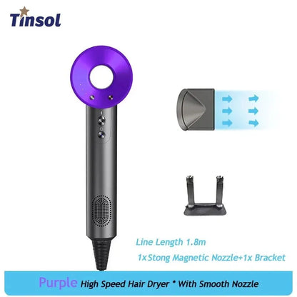 Professional Leafless Hair Dryer – Powerful Negative Ion Quick-Dry with 5 Attachments & Constant Anion Technology
