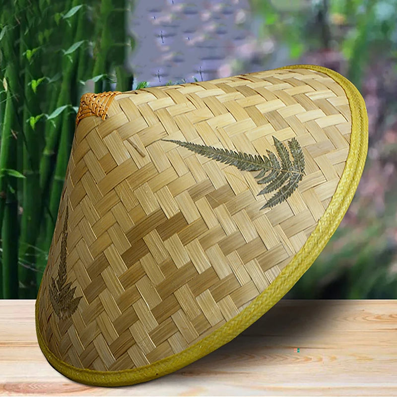 Chinese Retro Bamboo Rattan Fisherman Hat – Handmade Straw Bucket Hat for Fishing, Sun Protection, Tourism, and Dance Props