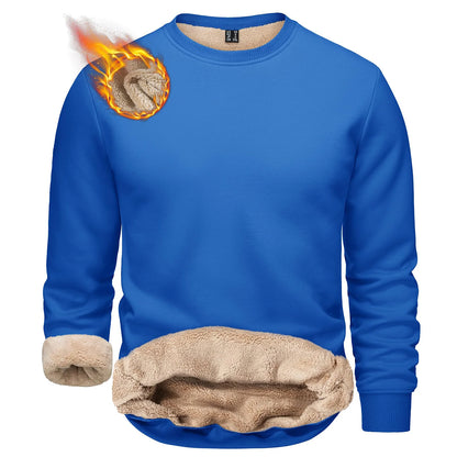 TACVASEN Men’s Winter Fleece Sweatshirt – Thicken Sherpa-Lined Crewneck Pullover, Warm Heavy Winter Top, No Hood