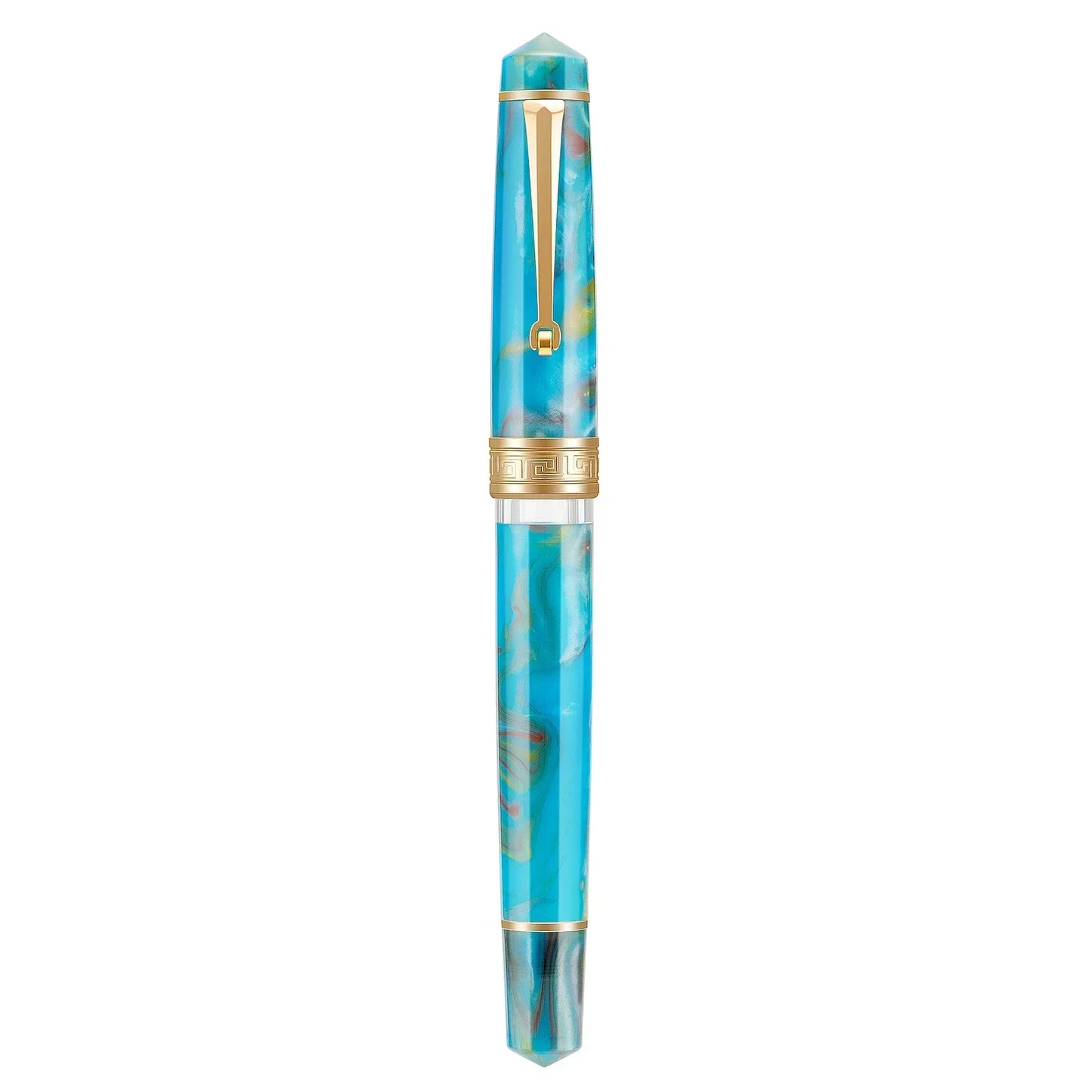 Asvine P20 Piston Filling Fountain Pen – Acrylic with Beautiful Patterns, EF/F/M Nib, Golden Clip, Smooth Writing Office Gift Pen