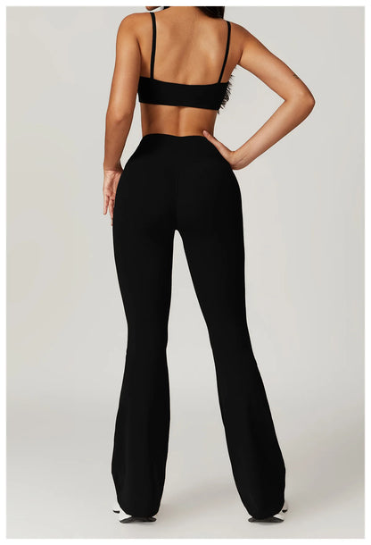Women’s 2PCS Sportswear Yoga Set – Short Sleeve Crop Top & High Waist Leggings for Gym & Fitness