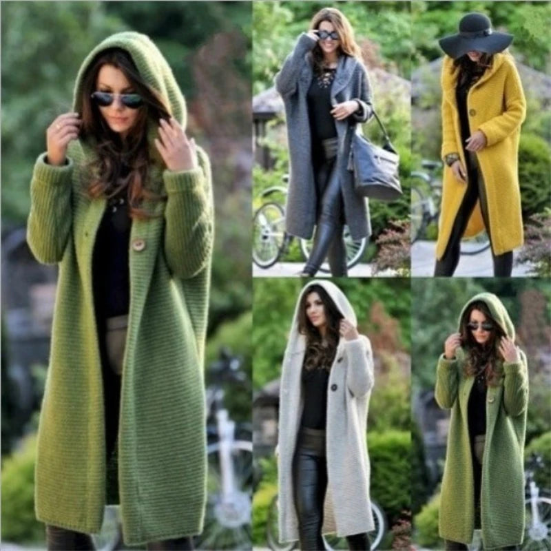 New Autumn/Winter Cashmere Cardigan – Women's Loose Long Sleeve Sweater, Solid Color Knitted & Thickened Top