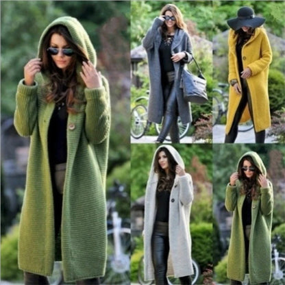 New Autumn/Winter Cashmere Cardigan – Women's Loose Long Sleeve Sweater, Solid Color Knitted & Thickened Top