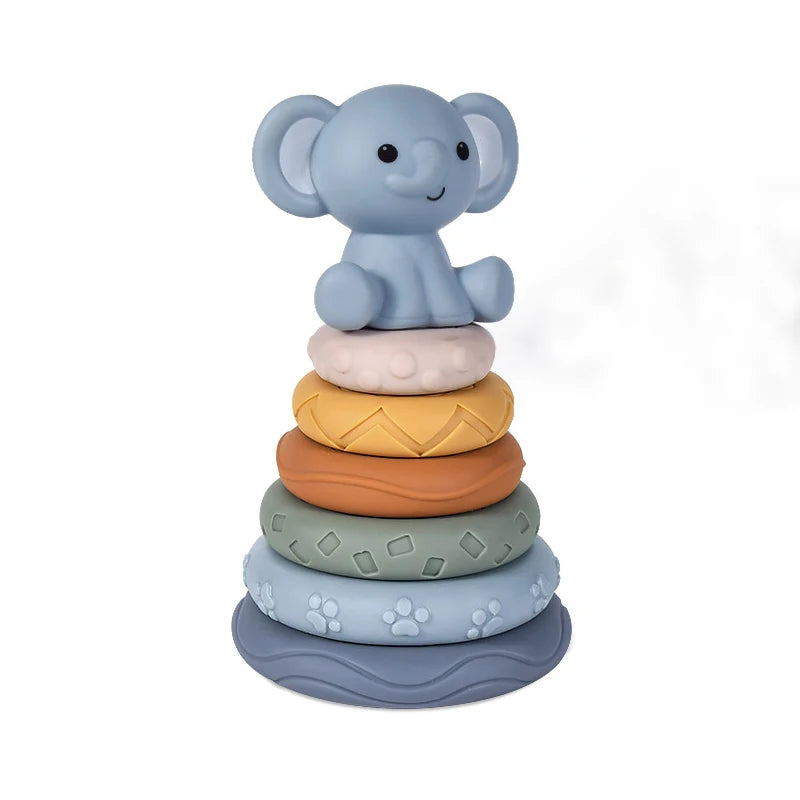 Baby Montessori Sensory Development Set – Koala & Rabbit Stacking Tower, Fine Motor Skills Learning Toys