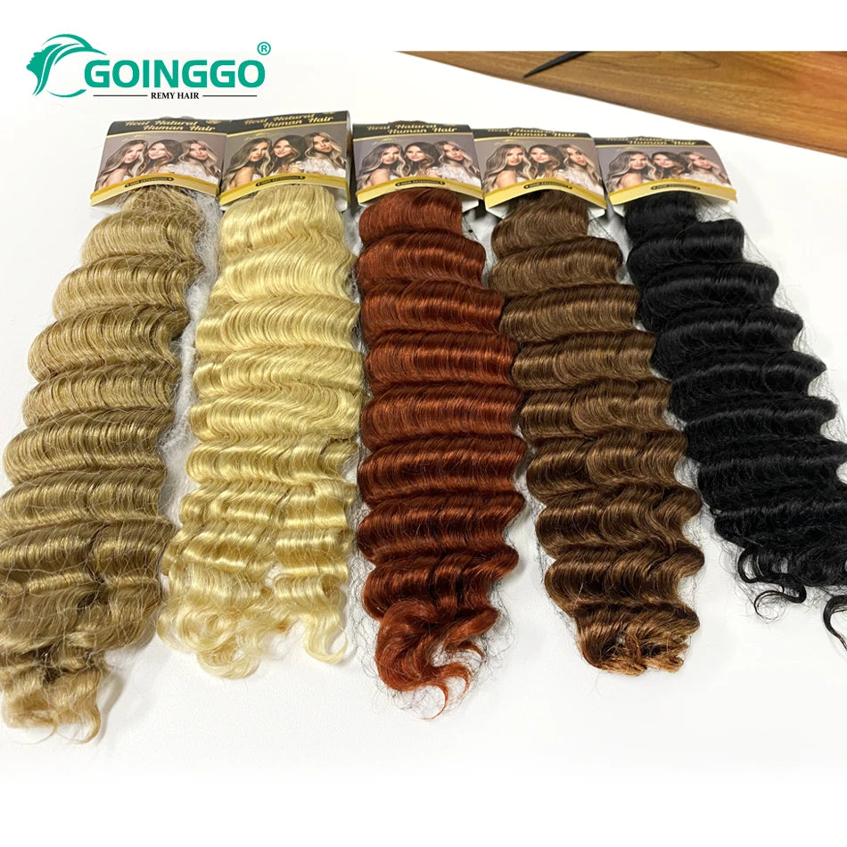 Pre-Colored Brazilian Deep Wave Bulk Human Hair - No Weft, Remy Hair Extensions, 14-28 Inch for Crochet Braids