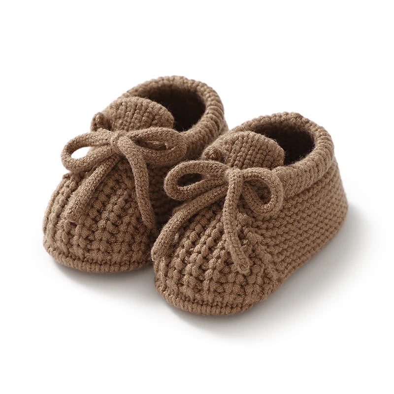 Newborn Baby Shoes — Knitted First Boots for Boys & Girls, Solid Toddler Bed Footwear 0-18M