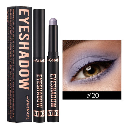 LANGMANNI 16-Color Pearl Waterproof Eyeshadow Stick – Long-Lasting Color & Face Highlight
