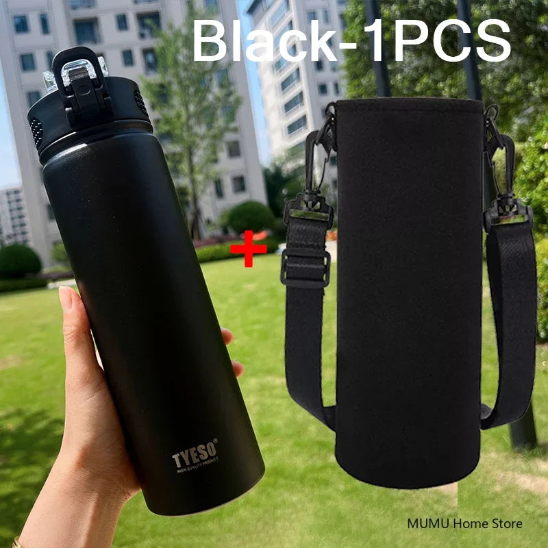 TYESO Stainless Steel Thermos Bottle with Straw - 600ML/750ML Insulated Thermal Sports Water Bottle for Hot & Cold Drinks