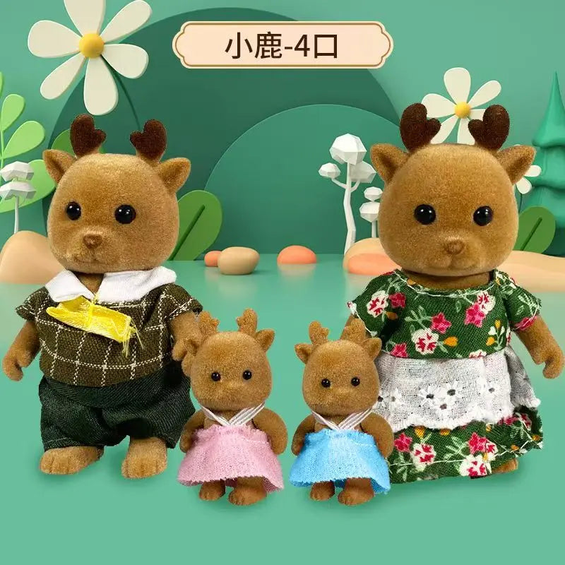 Simulation Forest Rabbit Family Playset – Mini DIY Rabbit & Bear Figure Toys for Kids Gifts