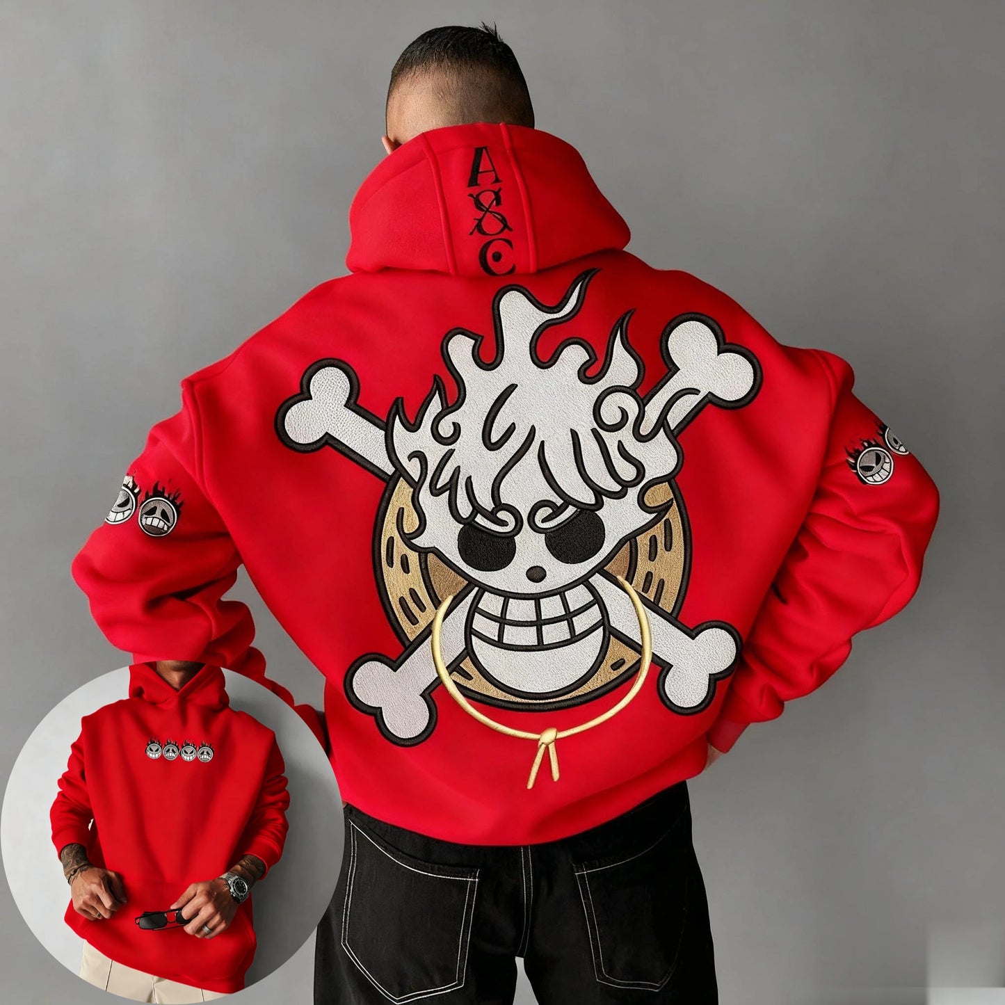 Oversized One-Piece Anime Hoodie — Unisex Cartoon Graphic Pullover Sweatshirt, Streetwear Casual Y2K Autumn Winter Fashion