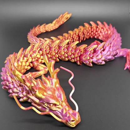 3D Printed Gem Dragon Fidget Toy - Articulated Rotatable Crystal Dragon Gift