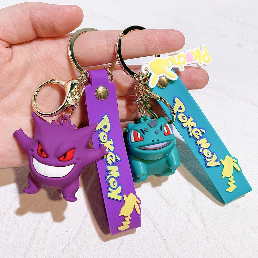 Pokemon Keychain – Pikachu, Charmander & Psyduck Anime Toy, Kawaii Cartoon Doll Pendant for Car, Bag, Kid Gift