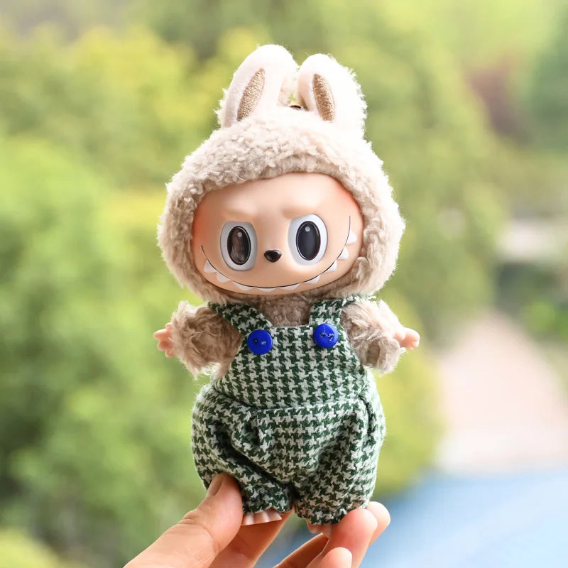 17cm Mini Plush Doll Clothes Set – Kpop EXO Labubu Idol Doll Shark Onesie & Accessories, DIY Girl Gift