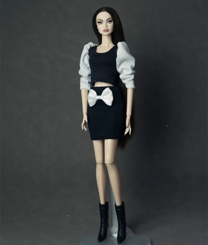 30cm Doll Clothes Set – Long Sleeve Shirt & Foot Covers for 1/6 OB/ST/FR/BB Dolls