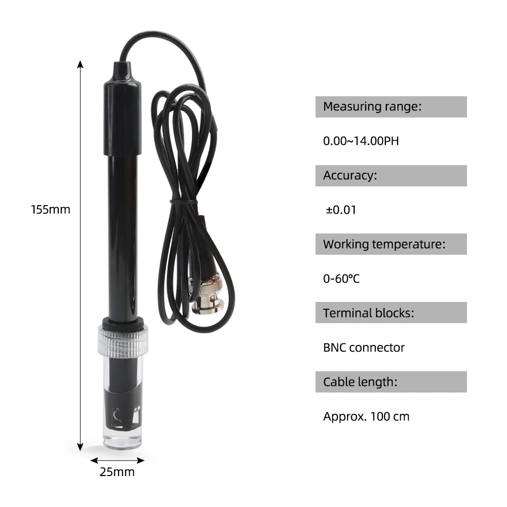 Yieryi PH Replacement Probe for Aquarium, Hydroponics & Lab Testing - BNC Q9 Connector, 1.2/3M Wire
