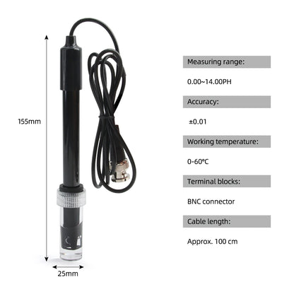 Yieryi PH Replacement Probe for Aquarium, Hydroponics & Lab Testing - BNC Q9 Connector, 1.2/3M Wire