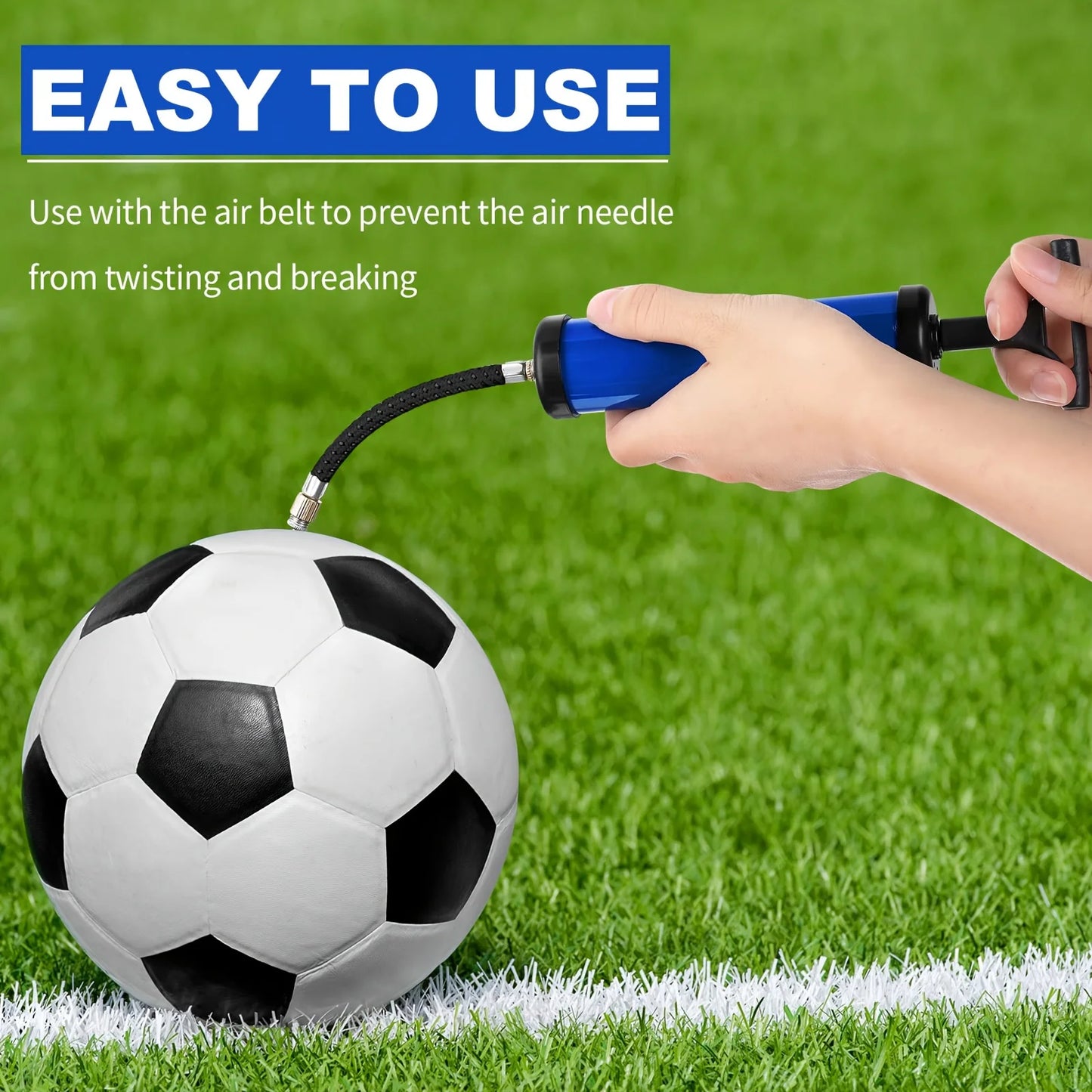 Portable Multifunctional Ball Pump with Needle & Nozzle - Inflator for Football, Basketball, Volleyball, Swimming
