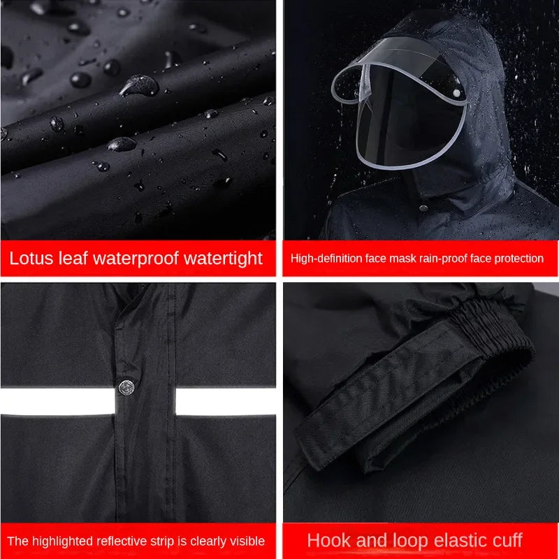 Full Body Motorcycle Rain Suit - Waterproof Reflective Raincoat and Pants Set for Electric Bicycle Riding Protection