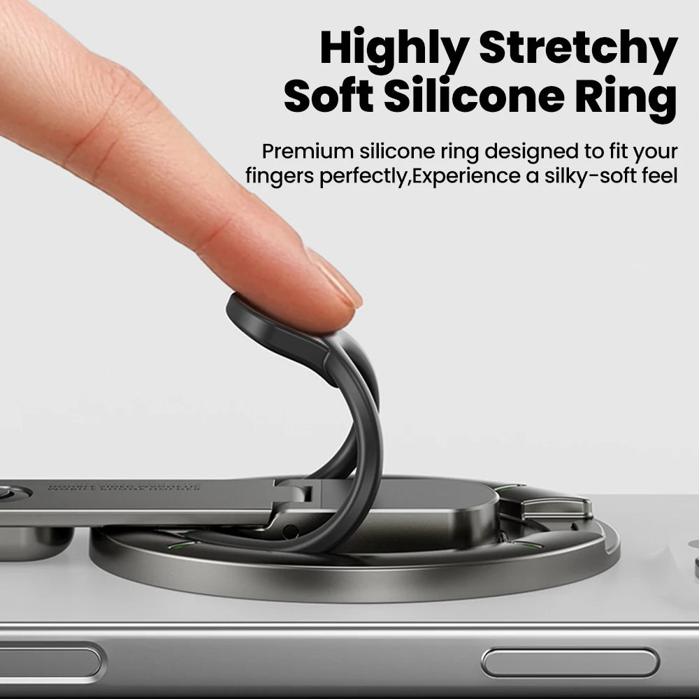 3-in-1 Magnetic Finger Ring Phone Holder - Rotating Double-Sided MagSafe Stand for iPhone 17 16 15 14 13 12