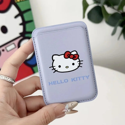 INS MagSafe Hello Kitty Wallet Card Holder Case for iPhone 17 / 16 / 15 / 14 / 13 Air Pro Max – Magnetic Card Clip Slim Wallet Phone Cover for Girls Gift Style Accessory