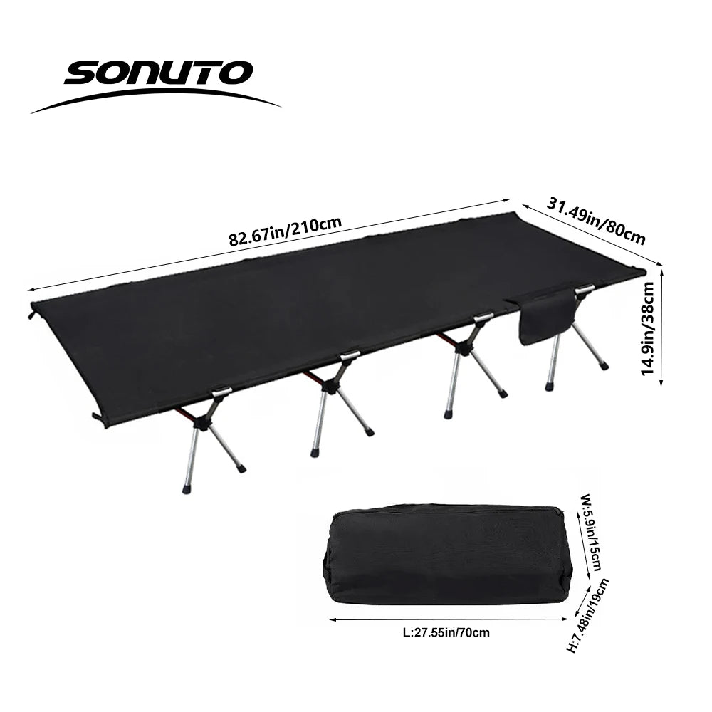 210x80cm 600D Oxford Camping Cot – Lightweight Portable Folding Bed for Outdoor Hiking & Travel