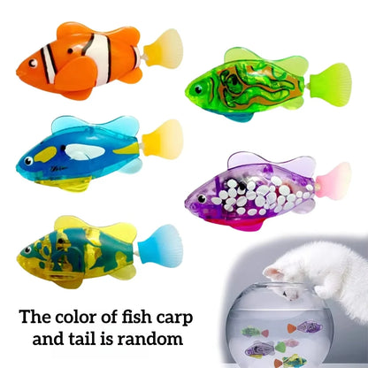 LED Interactive Cat Toy Robot Fish – Glowing Electric Swimming Motion Toy to Stimulate Kitten Hunting Instincts & Playful Exercise