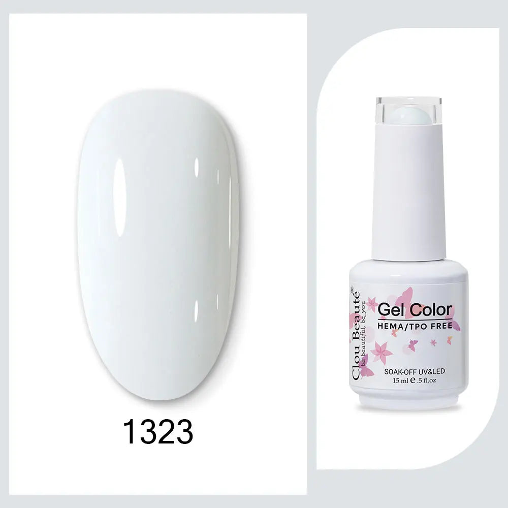 Clou Beaute 15ml Gel Nail Polish Set – Red Black White Green Neon UV Soak-Off Semi-Permanent Nail Varnish Base & Velvet Top Coat