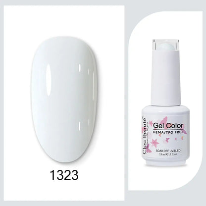 Clou Beaute 15ml Gel Nail Polish Set – Red Black White Green Neon UV Soak-Off Semi-Permanent Nail Varnish Base & Velvet Top Coat