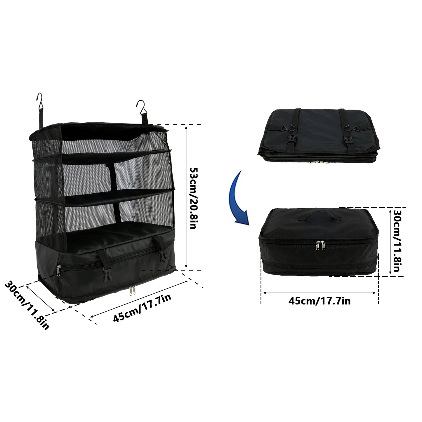 Travel Hanging Luggage Organizer | Large Capacity Foldable Clothes Storage & Garment Bag