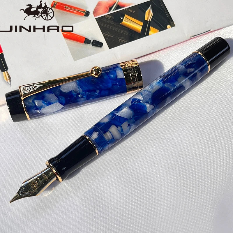 Jinhao 100 Celluloid Fountain Pen – Classic Style Fine Nib with Refillable Converter | Smooth Writing Instrument