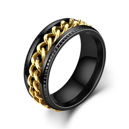 Titanium Steel Spinner Chain Ring - Rotatable Decompression Ring with Bottle Opener Design for Men & Women