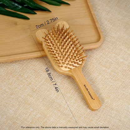 Bamboo Hair Brush with Wide Teeth & Air Bag - Smooth Scalp Massage Comb for Women Hairdressing Styling Tools