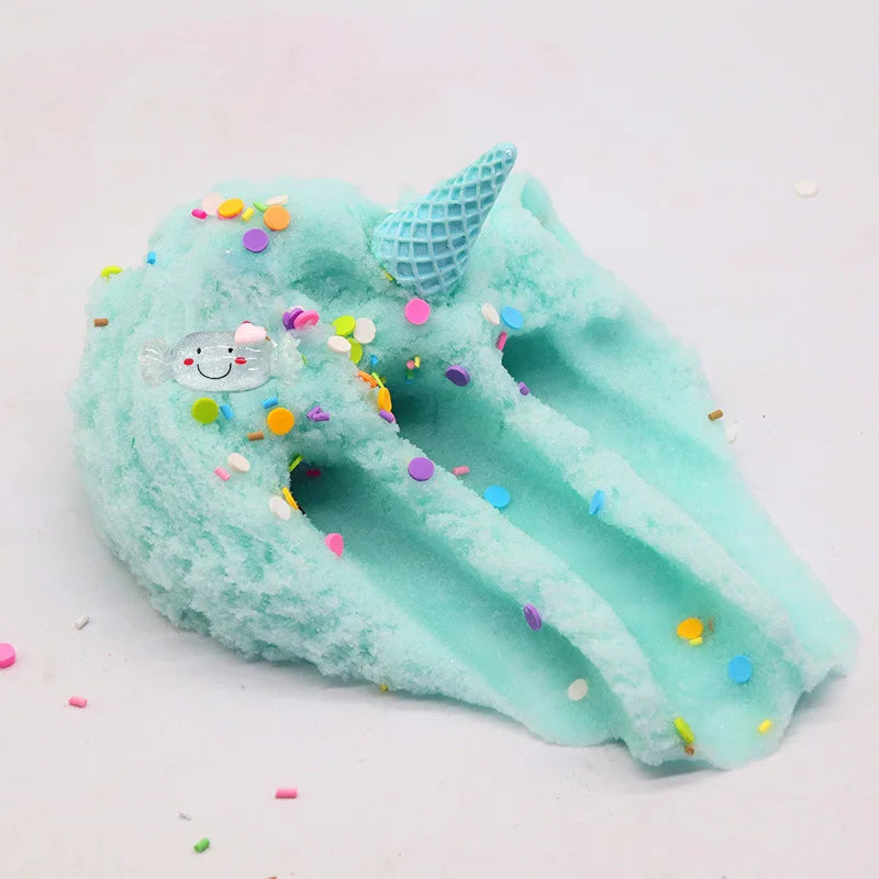 DIY Slime Set for Kids — Non-Sticky Cloud Slime with Ice Cream Cone Scent, Rainbow Charms & Stress-Relief Party Toys
