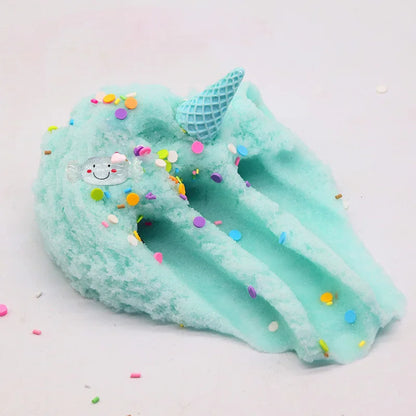DIY Slime Set for Kids — Non-Sticky Cloud Slime with Ice Cream Cone Scent, Rainbow Charms & Stress-Relief Party Toys