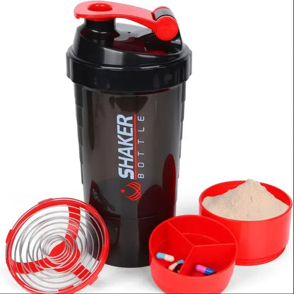 Shaker Bottle with Power Container - 2 Tier Protein Shake & Powder Sports Water Bottle for Gym & Fitness