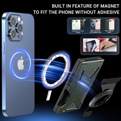 MagSafe Wallet & Money Clip with AirTag Holder + Magnetic Sheet — Fits Magnetic & Non-Magnetic Phones