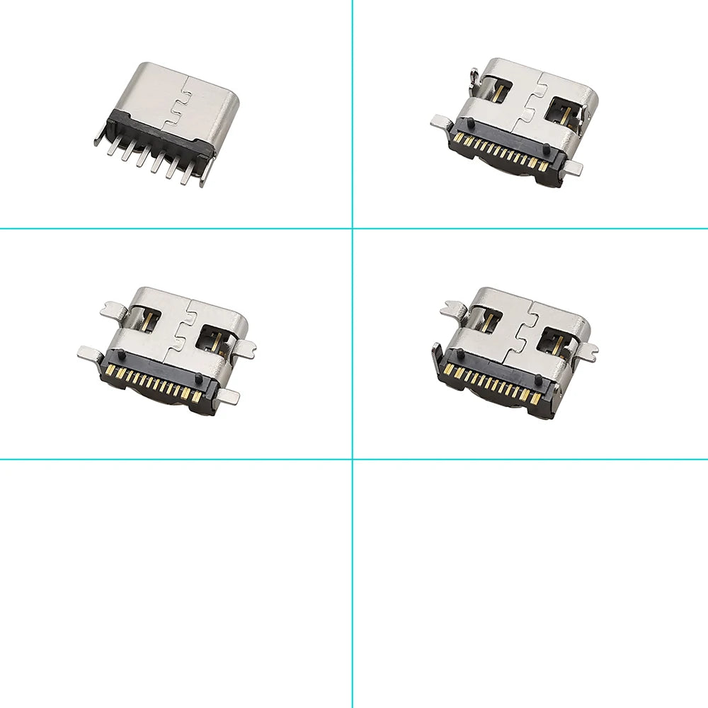 100Pcs Type-C USB Female Charging Socket Connector – 6Pin & 16Pin PCB Soldering DIY Repair Adapter