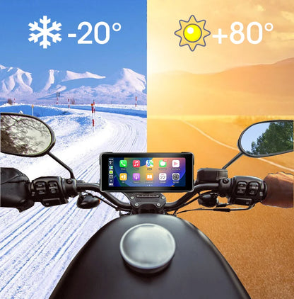 7-Inch Motorcycle GPS Navigation with Wireless Apple CarPlay & Android Auto – Waterproof Touchscreen Display, BT Connectivity, IPX7