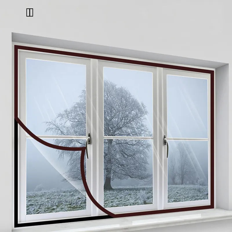 DIY Winter Insulation Window Film - Self-Adhesive Soft Glass Film Curtains for Living Room and Bedroom, Wind-Proof Indoor Curtains
