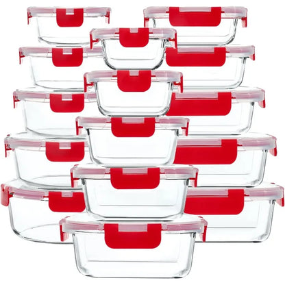 30-Piece Glass Food Storage Container Set — Airtight Meal Prep Containers with Upgraded Snap-Lock Lids, Oven Safe