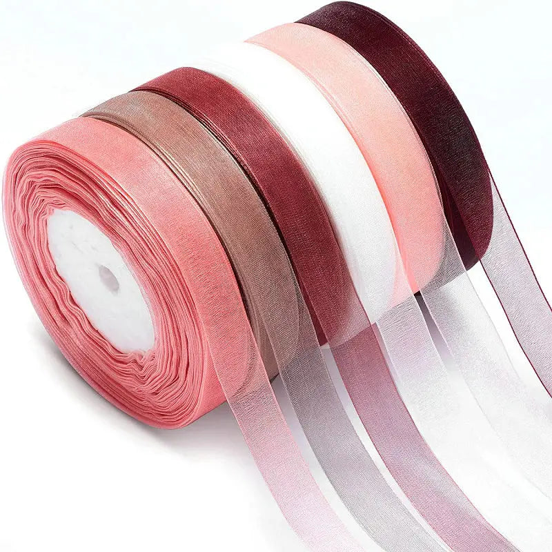 10 Yards Sheer Chiffon Organza Ribbon - Satin Gift Wrapping Ribbon for Wedding Bouquets, Party Decor & DIY Crafts