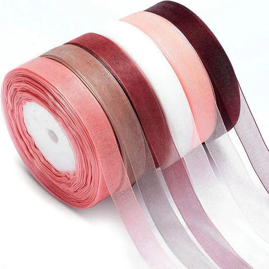 10 Yards Sheer Chiffon Organza Ribbon - Satin Gift Wrapping Ribbon for Wedding Bouquets, Party Decor & DIY Crafts
