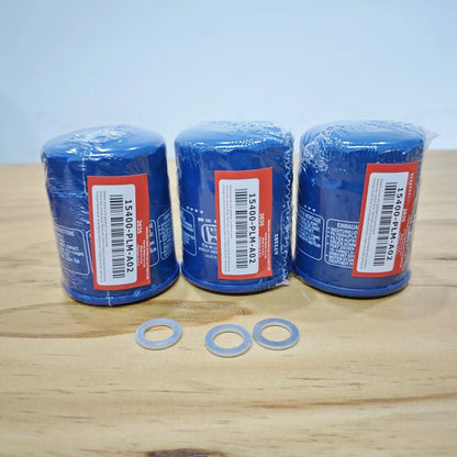 Honda Oil Filter 6-Piece Set - Genuine 15400-PLM-A02 Filters with Drain Plug Washers, New & Sealed
