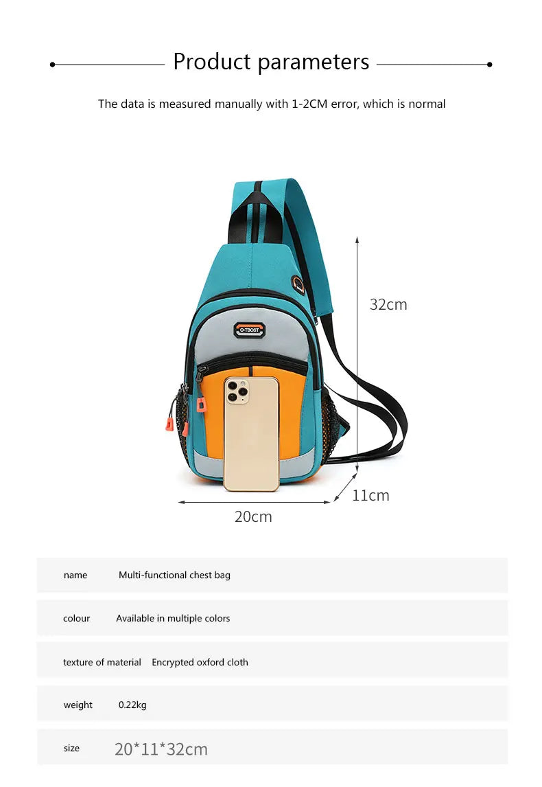Unisex Chest Bag – Multifunctional Crossbody Backpack for One or Two Shoulder Wear