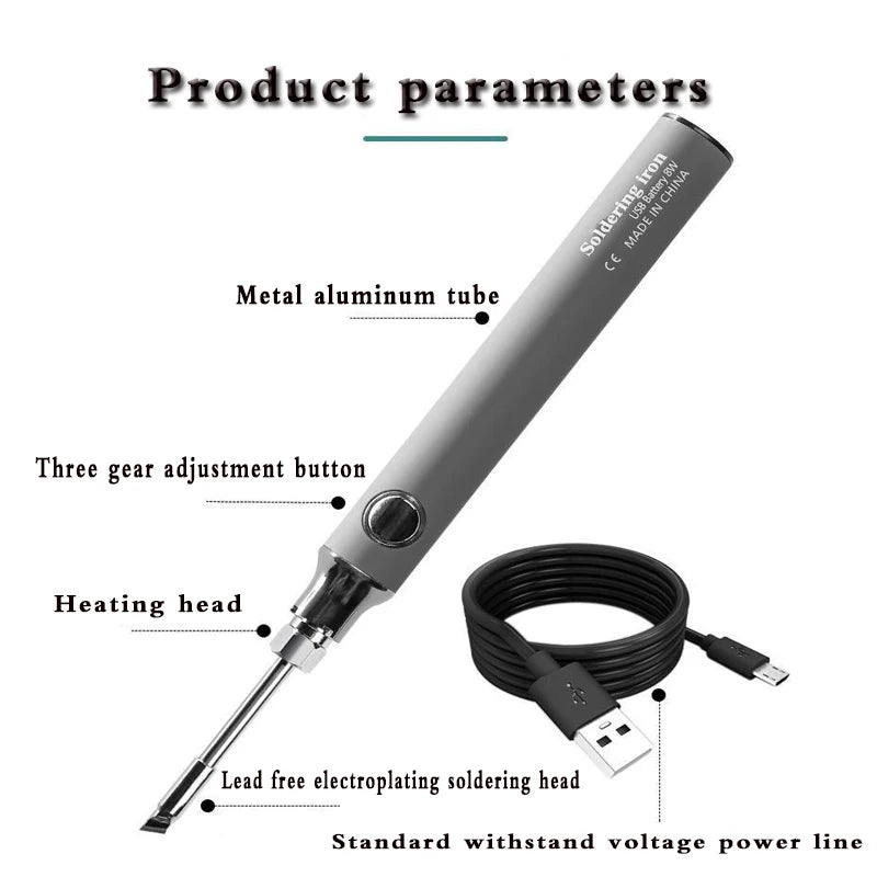 Portable 5V Micro USB Wireless Soldering Iron Pen, Battery-Operated Electric Welding Tool