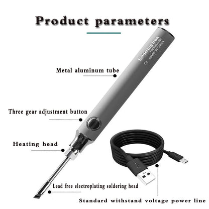 Portable 5V Micro USB Wireless Soldering Iron Pen, Battery-Operated Electric Welding Tool