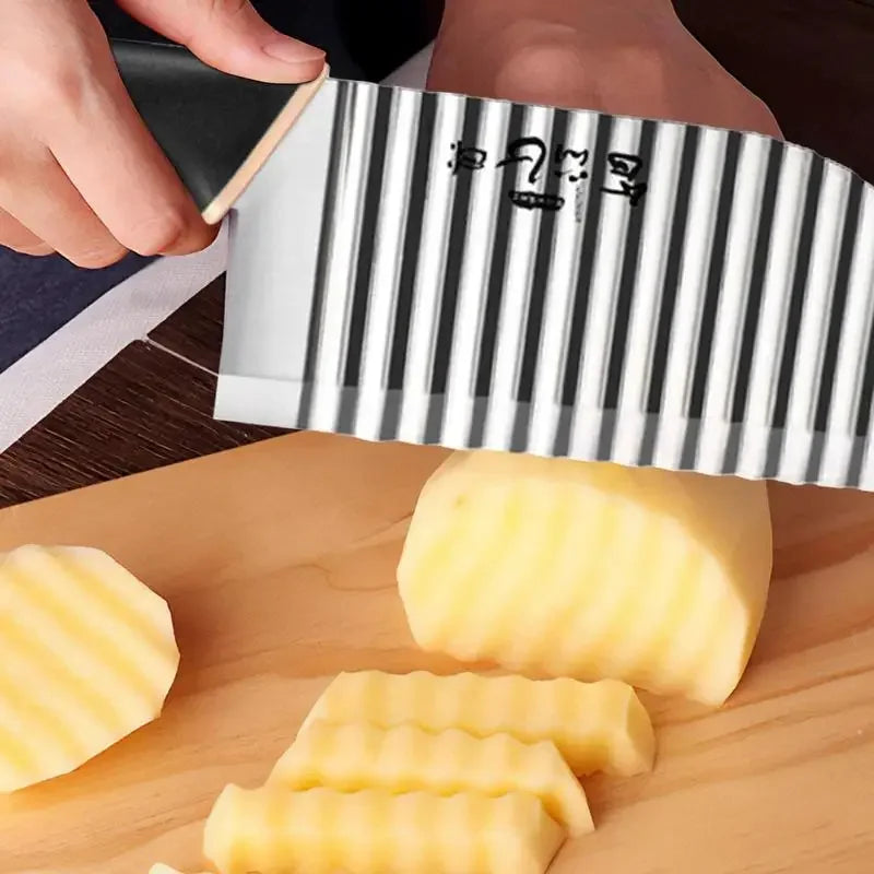 Women's Stainless Steel Kitchen Knife – Professional Chef Potato Chips Cutter for Barbecue and Cooking Utensils