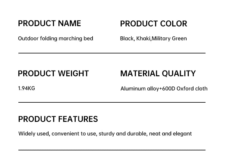 Ultra-Light Folding Camping Bed – Portable Outdoor Tent Cot for Adults, 150KG Capacity, Ideal for Hiking & Travel
