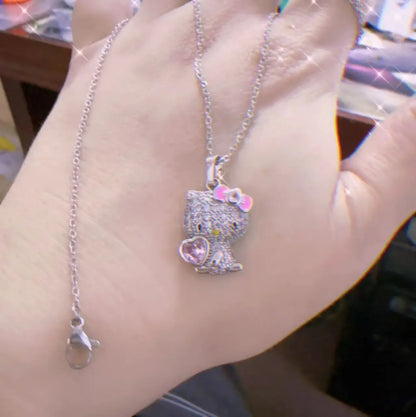 Sanrio Hello Kitty Necklace – Diamond Pendant Clavicle Chain for Girls | Birthday & Holiday Gift